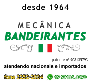 Logo Mecânica Bandeirantes e dados para contato.